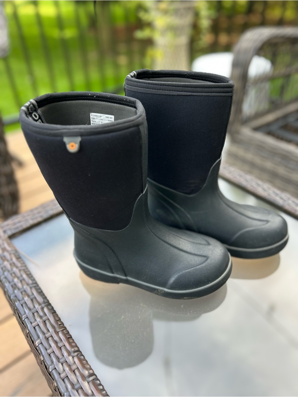 Bogs Kids Black Neoprene Waterproof Winter Boots, Size 3 Youth